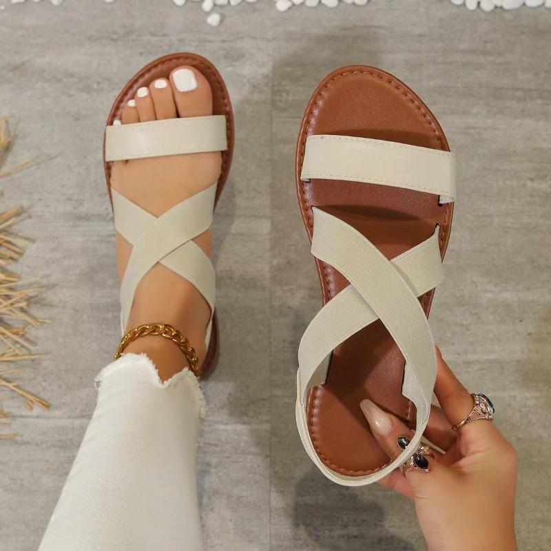 Fashion Womens Sandals 2025New Casual Roman Sandal Summer Peep Toe Beach Sandals for Women Outdoor Non Slip Flat Sandals Sandalias Mujer