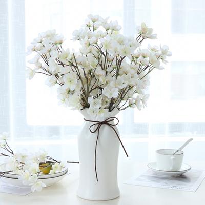 6Pcs Artificial Peach Blossom Branch with Stem Realistic Reusable Home Wedding Party Faux Flower Floral Spring Decoration Photo Props