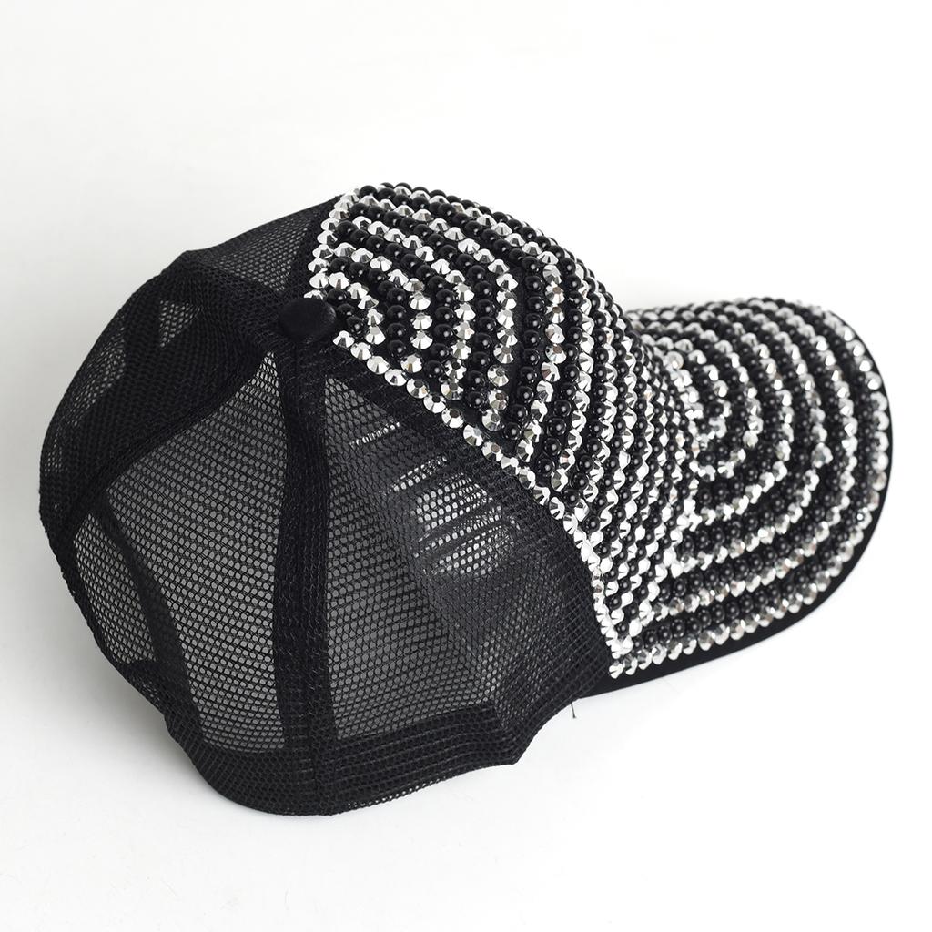 Baseball Cap Women Full Rhinestone Beads Mesh Cap Street Fashion Snapback Hats Casual Party Hip Hop Kpop Dance Cap Men Summer