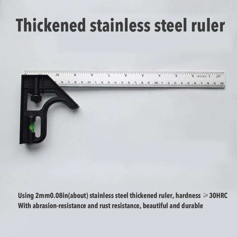 Square Angle Ruler Measuring Tools Set Kit Stainless Steel Aluminium Durable Adjustable Combination Spirit Level