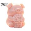 Home Office Table Decor 3D Printed Pig Figurine with Flower Bouquet, Cute Piglet Desktop PLA Material Art Craft Ornament, Creative And Statue