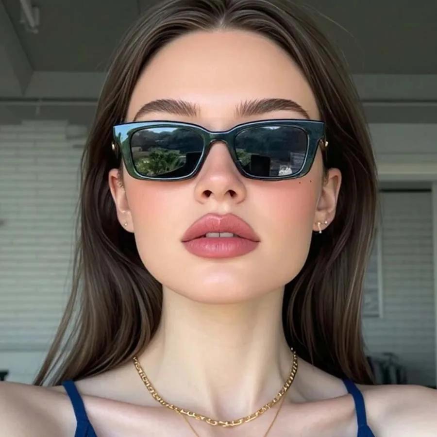 Luxury Sunglasses Women Men Cat Eye Mirror Square Brand Designer Black Sun Glasses Trendy Eyewear Small Frame Cool