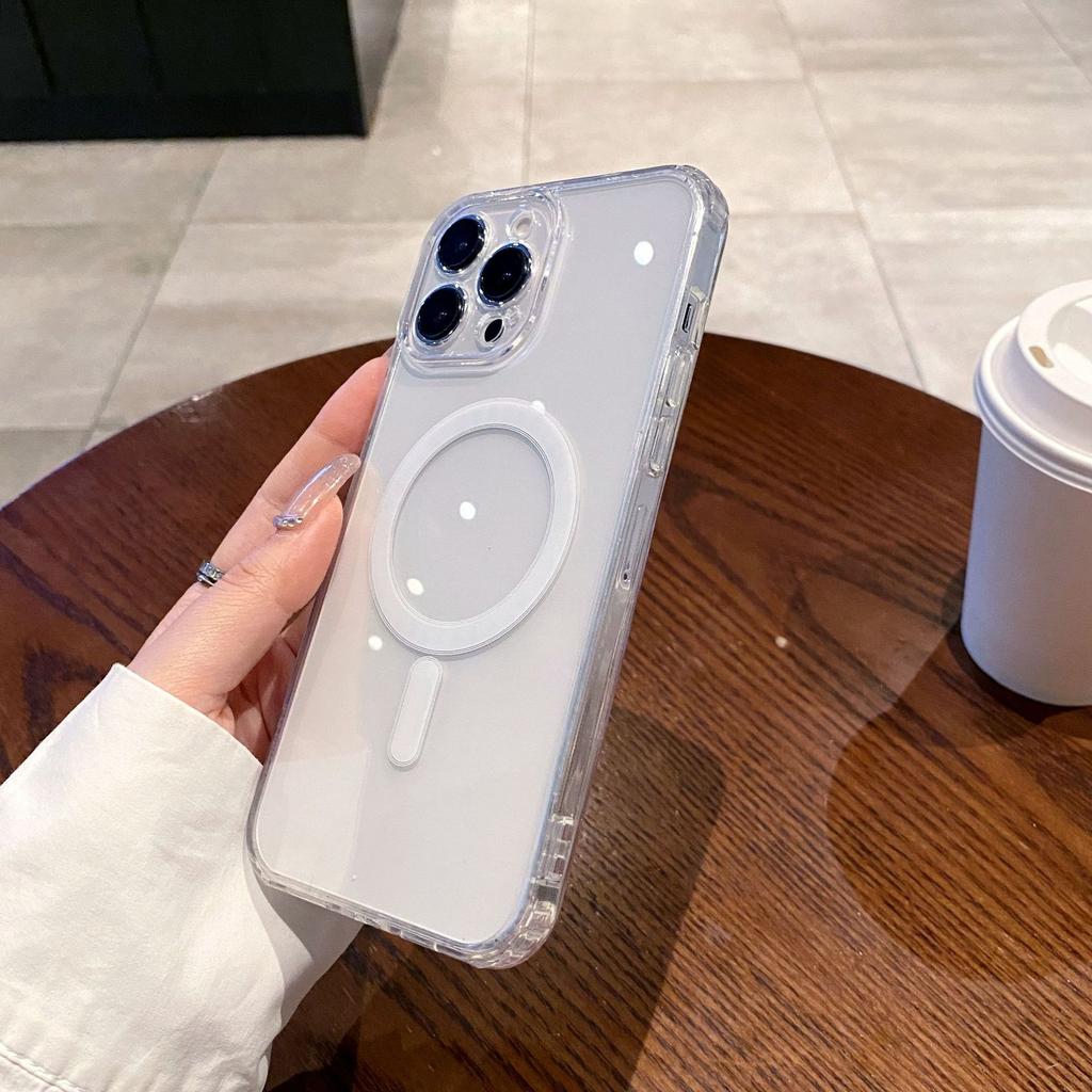 Applicable To Apple 16promax Sequencing Magnetic Suction Phone Case Iphone15 Acrylic Transparent Protective Case Charging