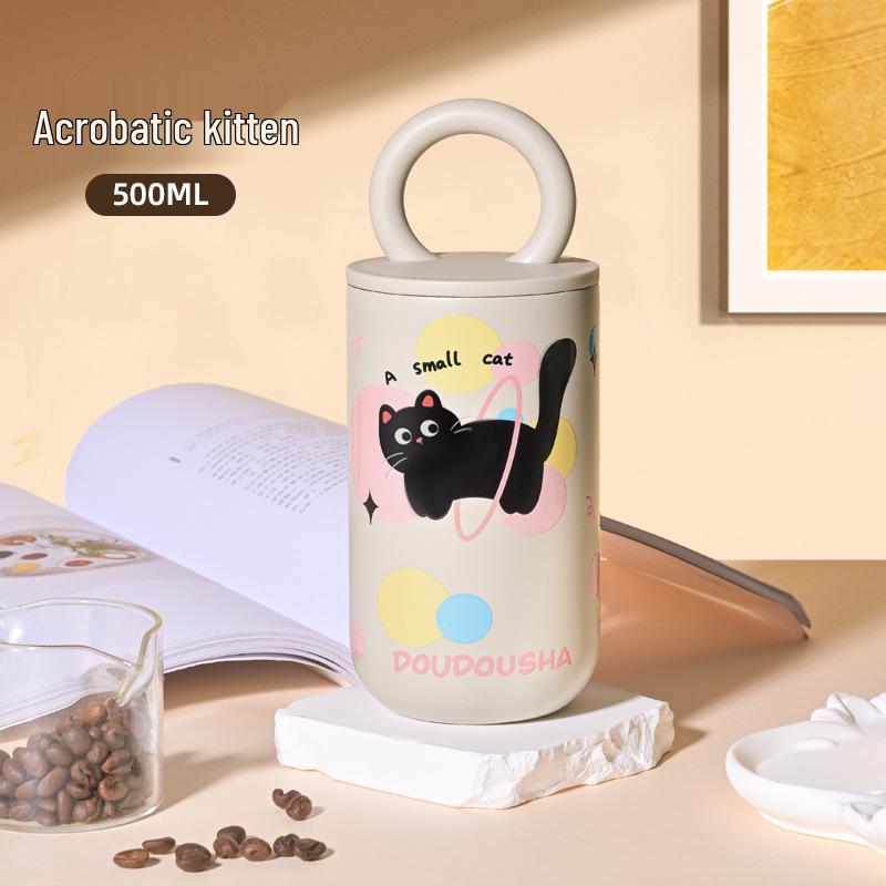 2025 316 Izolovaný hrnek na kávu pro ženy: Elegantní cestovní hrnek s dvojitou stěnou a designem konvalinek