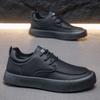 Casual Sports Shoes, Leather Shoes, Anti-slip Flat Shoes, Men's Spring and Autumn Breathable Vulcanized Shoes, Large Size