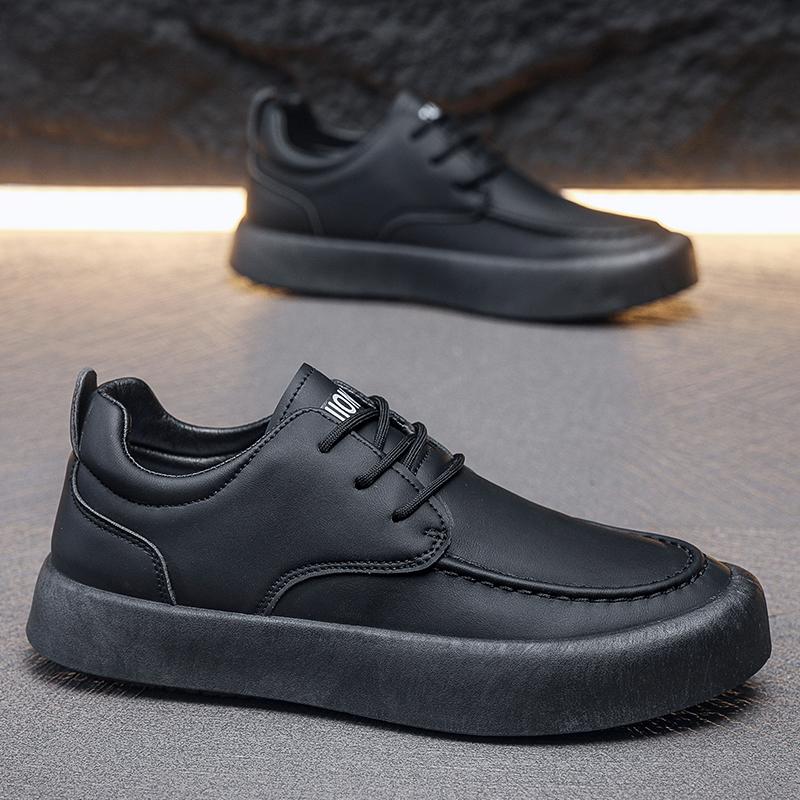Casual Sports Shoes, Leather Shoes, Anti-slip Flat Shoes, Men's Spring and Autumn Breathable Vulcanized Shoes, Large Size