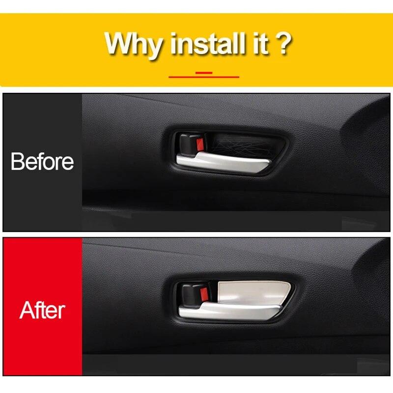 Stainless Steel Car Styling Inner Door Handle Bowl Covers Trims Accessories For Toyota Corolla    2022 E210 12th