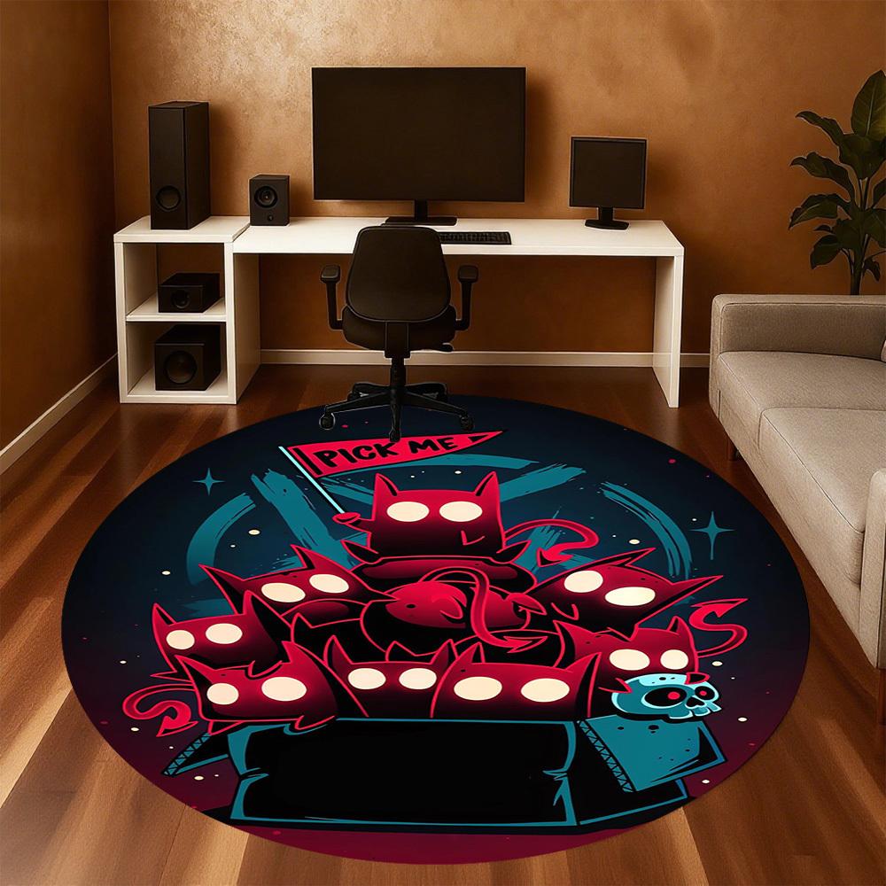 1PC Free Demon Box Round Chair Mat Area Rug - Non-Slip, Floor Mat for Office, Bedroom, Home Decor Christmas Gift C0528126