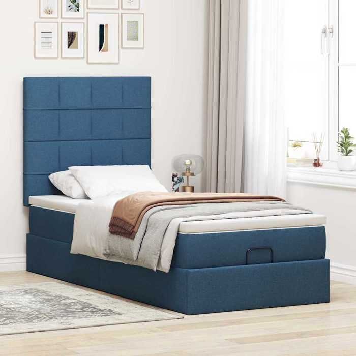 Maison Exclusive - Cadre de lit ottoman avec matelas bleu 90x190 cm tissu