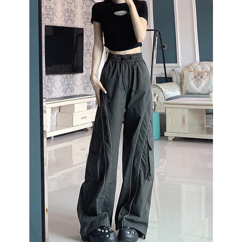 Spring Autumn Loose Casual High Waist Pants Women Solid Fashion All-match Cargo Pants Ladies Straight Trousers
