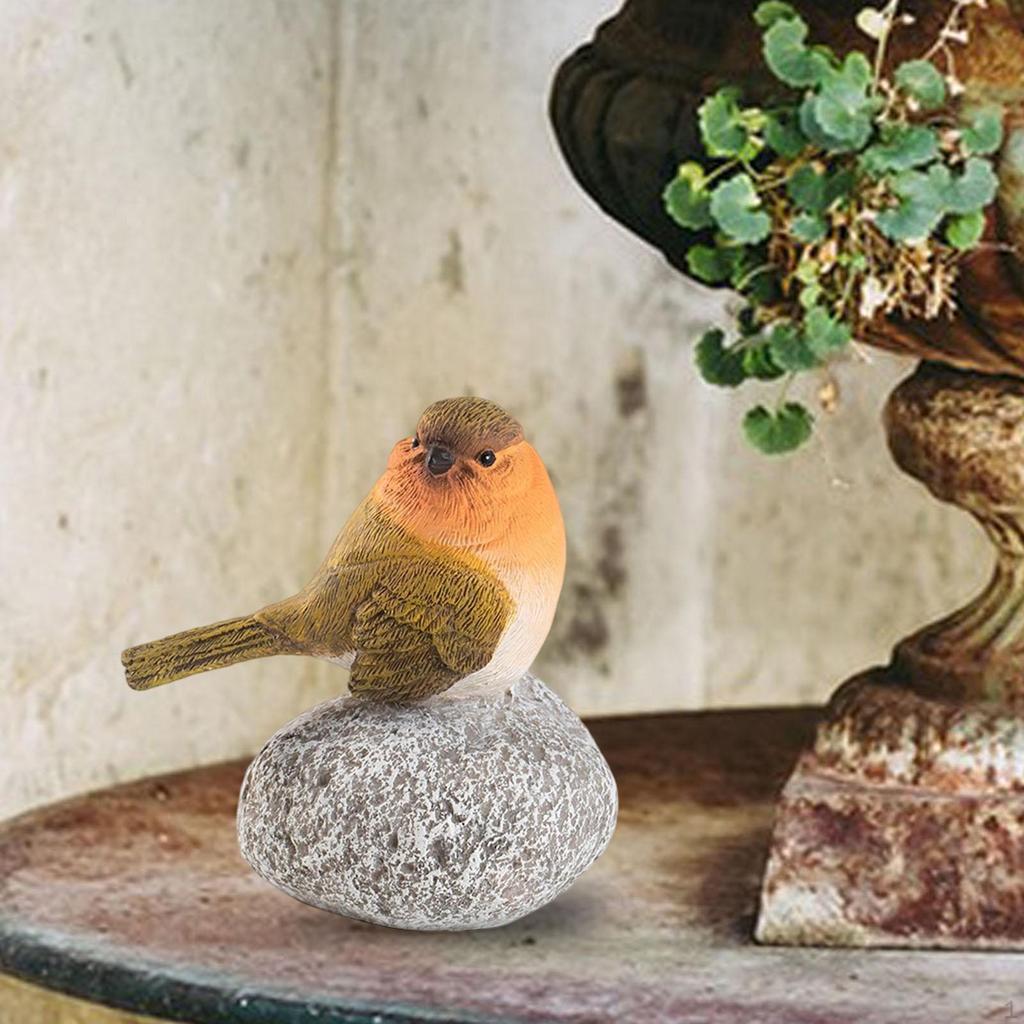 Vogelstatue mit Steinharzskulptur Schmuck Tier für Blumentopf Innen und