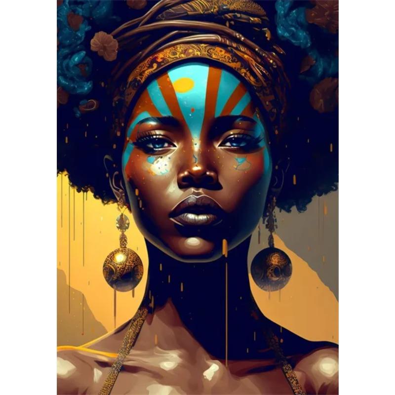 Beautiful African Woman Posters and Prints Canvas Painting Portrait Wall Art Pictures for Living Room Home Decoration No Frame