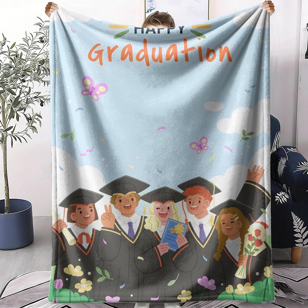 Graduation season Throw Soft Flannel AC Blanket Lightweight Summer Nap Throw Cozy Blanket for Sofa Bed Travel Home