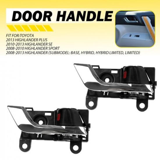 2x Front Rear Right Black Interior Door for Handle Toyota Highlander 2008-2013