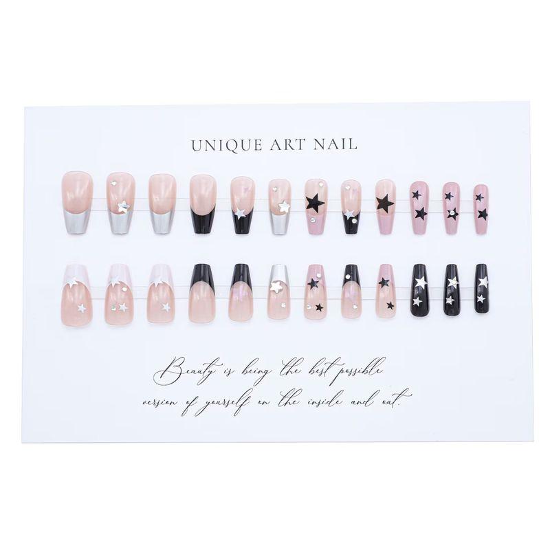 

Маникюр для девочек, Детский, Мужской, Накладные ногти, Мультяшный, KT Cat, Детский, Детские наклейки для ногтей, Съемный, Для учеников начальной школы Blue French Star Long