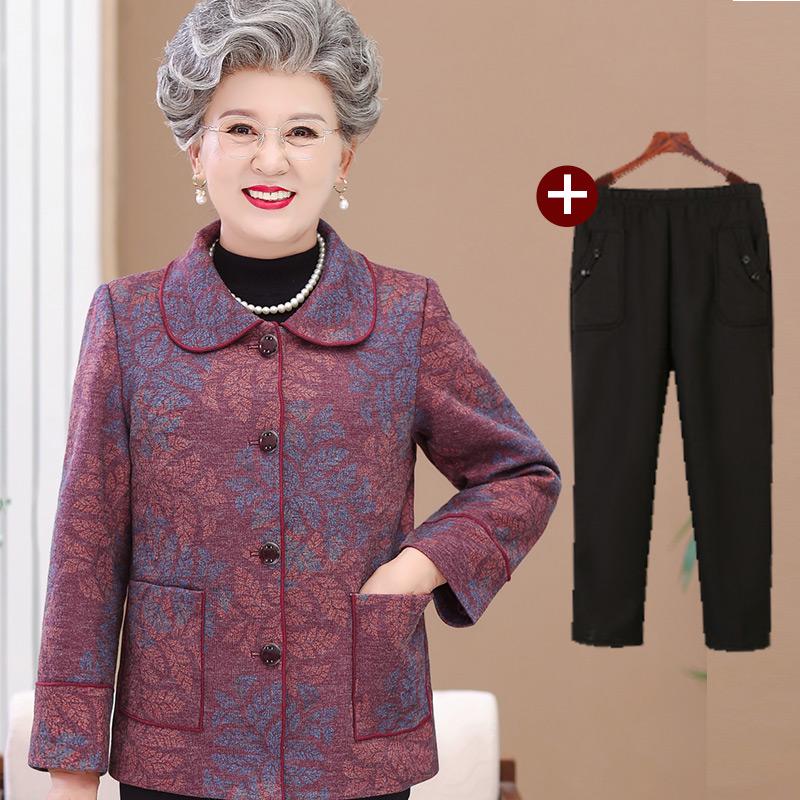 Grandma's Winter Coat: Fashionable Plus-Size Top for Women Aged 60-70, Ideal for Spring and Autumn