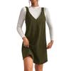Women's V-neck Corduroy Overall Dress Sleeveless Casual Loose A-line Strap Dress