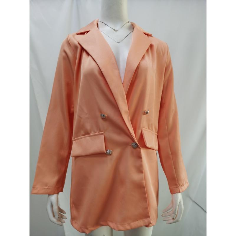 Women S Solid Color Lapel Blazer Coat Straight Fit Short Length Casual Outerwear