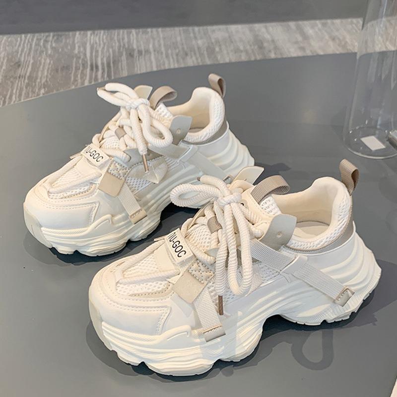 Dad shoes women's early spring new versatile thick-soled heightening casual shoes leather sneakers women's