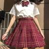 Authentic Japanese JK Plaid Mid-Length Student Uniform Set with Pleated Sailor Skirt