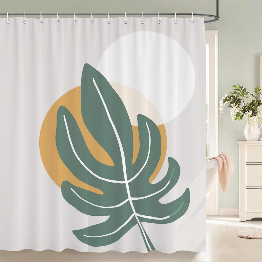 Nordic simplicity style Plant leaves Printed Shower Curtain With Hook Bathroom Curtain Home Decoration Curtain 3D Bath Curtains