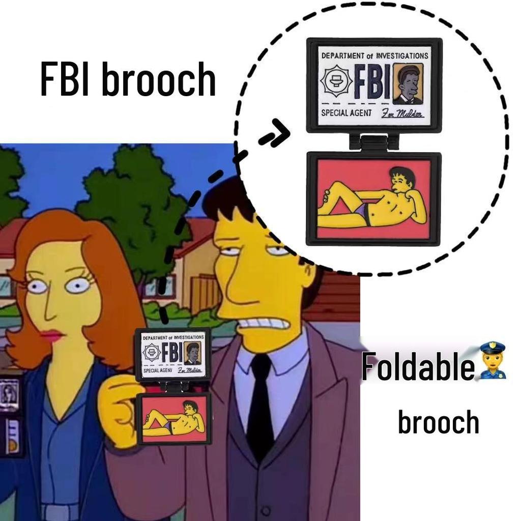 Broche Badge d'Identité FBI à Rabat Simpson – Épingle Amusante et Tendance pour Vêtements