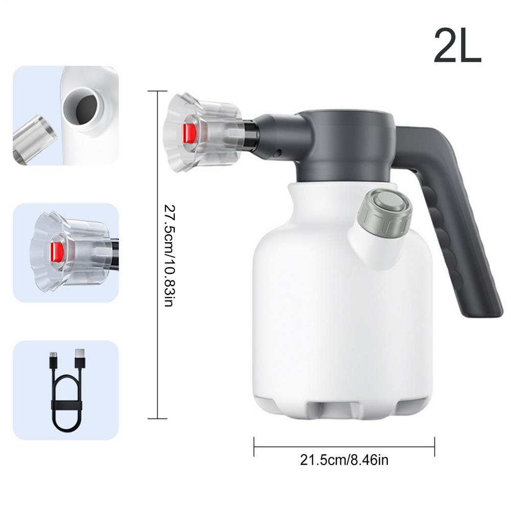 Electric Car Washing Foam Sprayer 2L Rechargeable High-Pressure Washer Automatic Car Foam Sprayer For Patio Lawn Garden белый