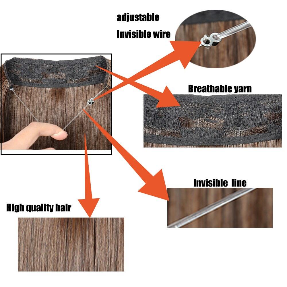 XINRAN 22-дюймова модна жіноча перука з невидимою волосінню для нарощування волосся, стійка до високих температур, синтетична хвиля без застібок