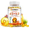 Airboy Cápsulas Moles de Vitamina D3 K2 Contagem 120 5000 UI 100 MCG — Saúde Óssea, Suporte ao Cálcio, Bem-Estar Diário