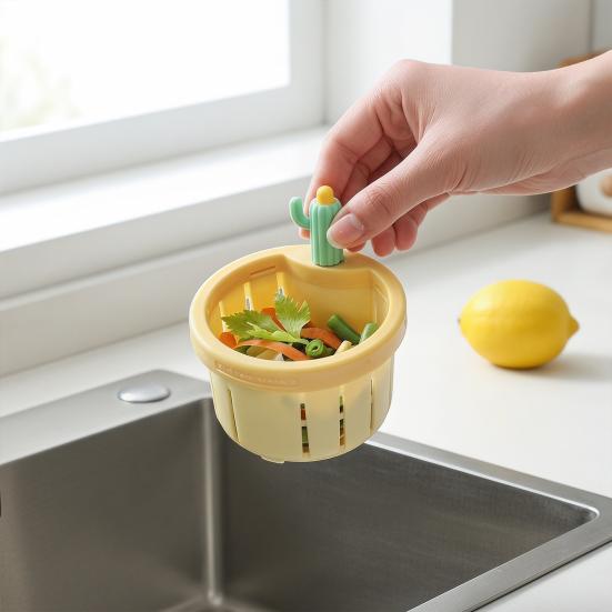 Drain Basket Cactus Sink Strainer Removable Quick Draining Anti-Clog Filter Basket Durable Easy-Clean Kitchen Accessory