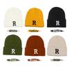 Men Women Winter Knitted Beanie Hat R Embroidery Stretchy Skull Cap Casual Warm Cuffed Watch Hat