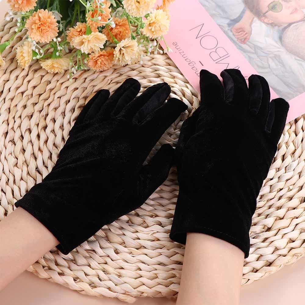 Party Winter Women Soft Autumn Driving Gloves Gold Velvet Gloves Elastic Full Finger Mittens