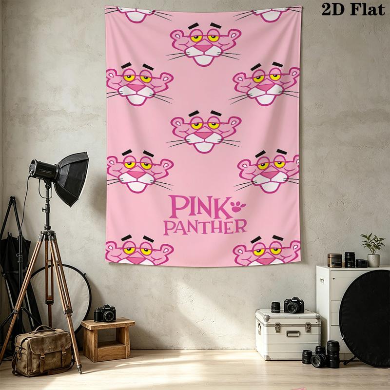 Pink Panther Wall Tapestry Aesthetic Wall Hanging Printed Fabric Blanket Decorative Tapestries For Bedroom Living Room Home Decor
