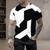 Men Plus Size Round Neck Short Sleeve T Shirt Black White Printed Pullover Straight Hem
