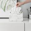 Schicke Taschentuchbox Behälter PU-Leder Marmormuster Zuhause Auto Handtuch Serviette Papiere Spender Halter Tischdekoration