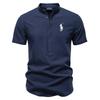 Polo Ralph Lauren Jaro/Léto Pony Vyšívaná Business Casual Košile Pánská Košile s Krátkým Rukávem Bavlněná Lněná Košile Stojáček Bavlněná Košile
