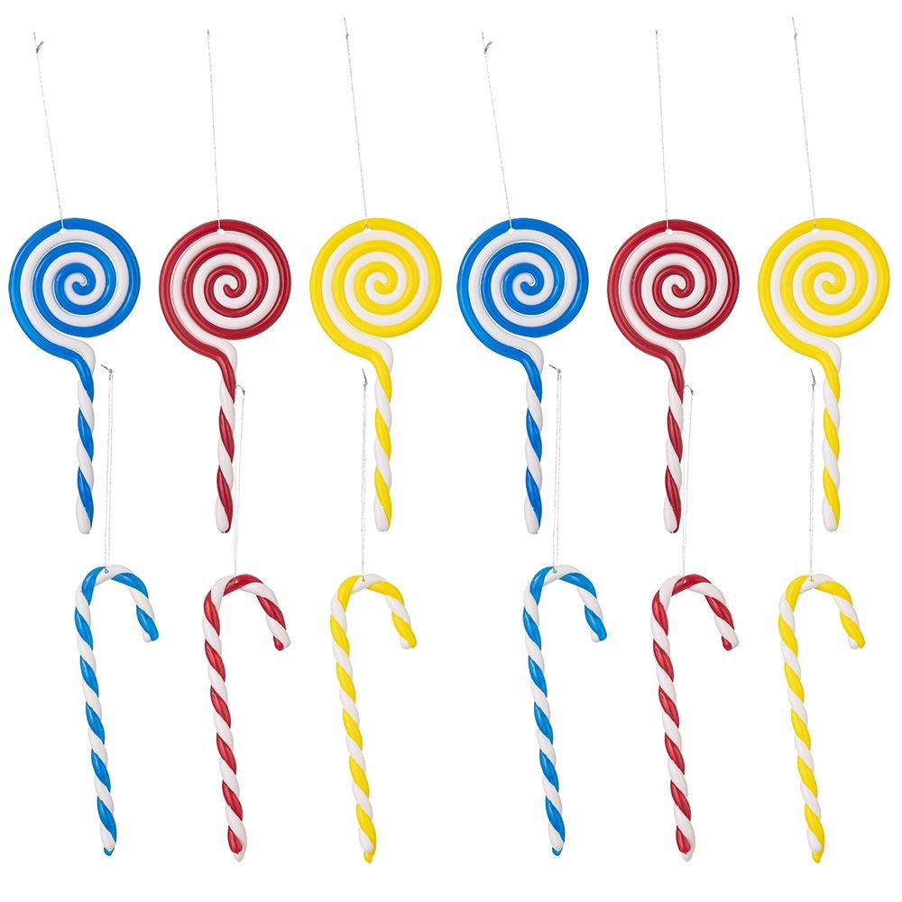 

12 шт. мультяшная рождественская конфета-трость подвеска ПВХ красочная леденец трость подвеска изысканная конфета-трость подвесной декор