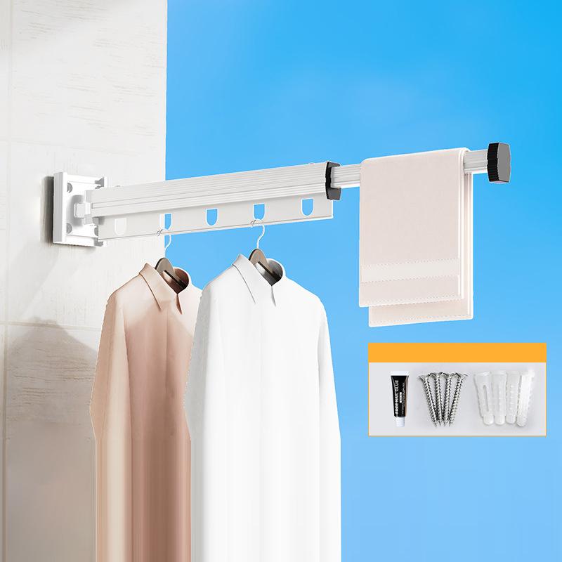 Folding Balcony Clothes Drying Rack Retractable Window Laundry Hanger Rod for Home