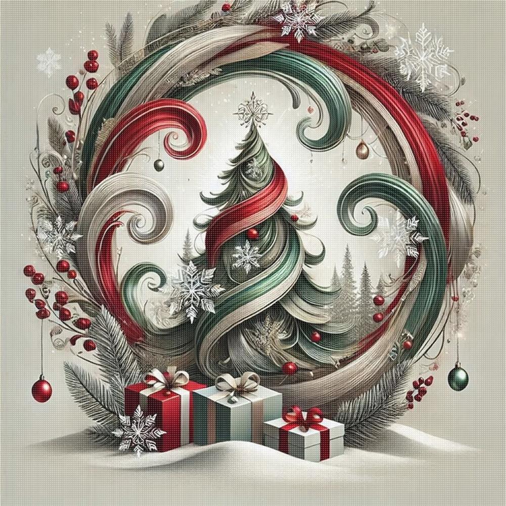 Weihnachten Gedrucktes Kreuzstich-Set DIY 11CT Stickerei Handwerksset Heimdekor Kunst