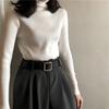 Pulover cu gât înalt pentru femei, Top slim fit și subțiere pentru toamnă și iarnă, Cămașă de bază tricotată neagră cu un aspect elegant