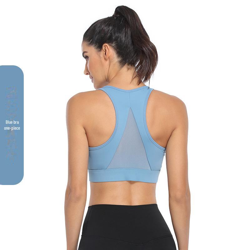 

Спортивный бюстгальтер с защитой от ударов на молнии: Стильное, поддерживающее нижнее белье для йоги для женщин с большой грудью M синий
