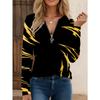 T-shirt da donna con stampa creativa, zip e maniche lunghe, traspirante, morbida e confortevole, adatta per l'abbigliamento casual tutto l'anno