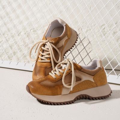 Lente leren dames comfortabele en veelzijdige mode platform casual schoenen dames