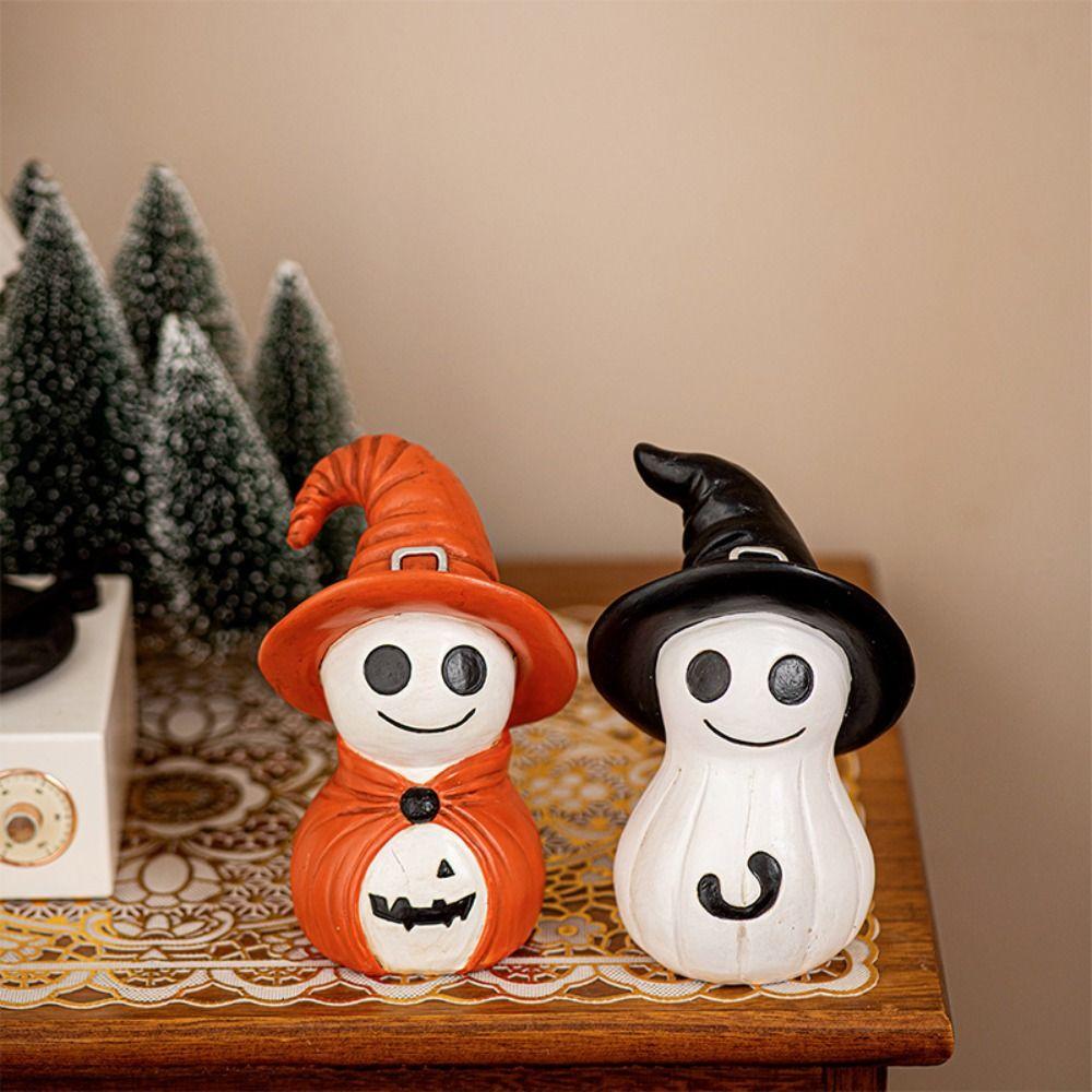 Handicraft Spooky Creat Resin Ornaments Halloween Themed Smiling Wizard Figurine  Festival Decor