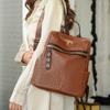 Contrast Backpack Women's Soft Leather Outdoor Travel Backpack