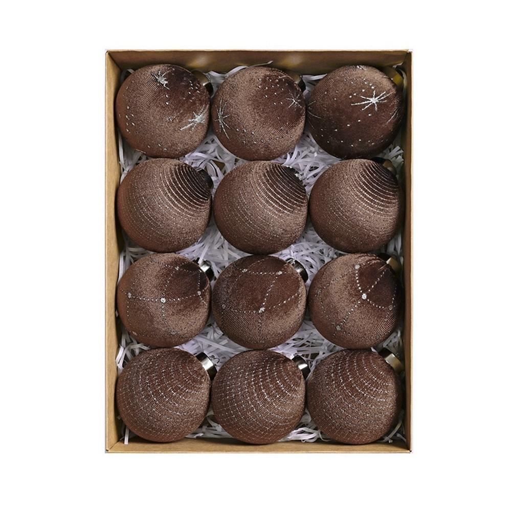 12pcs Velvet Christmas Balls Christamas Tree Pendant