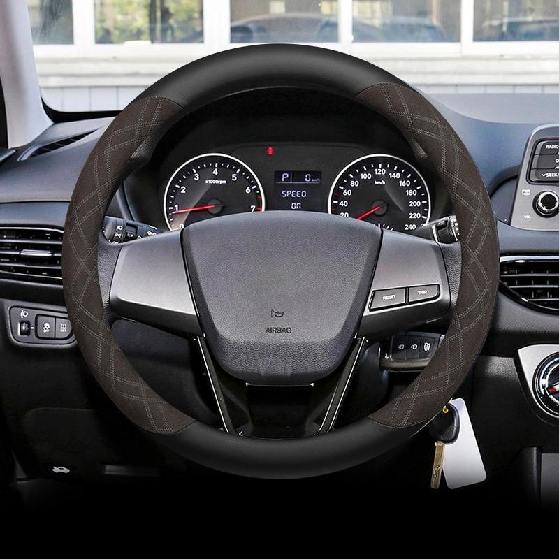 Suede O Round Type Car Steering Wheel Cover for Hyundai Celesta Elantra Verna Anti Slip Decoration Handle Wrap Protector Holder