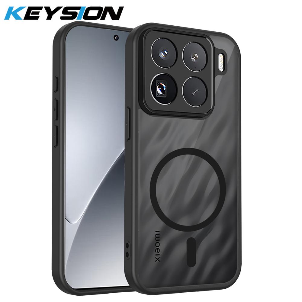 

KEYSION Magnetic Phone Case for Xiaomi 15T Pro Silicone+PC Matte Translucent Clear Shockproof Back Cover for Xiaomi 15T 15T Pro for Xiaomi 15T Pro чорний