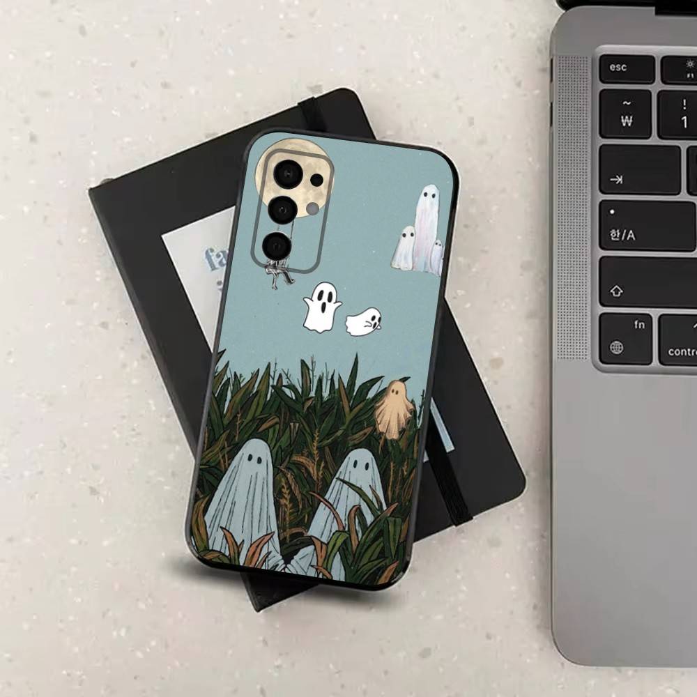 Lovely Ghost Case For Samsung Galaxy A73,72,41,J7,22,Note,31,8,9,52,71,53,32,Soft Black Silicone Cover