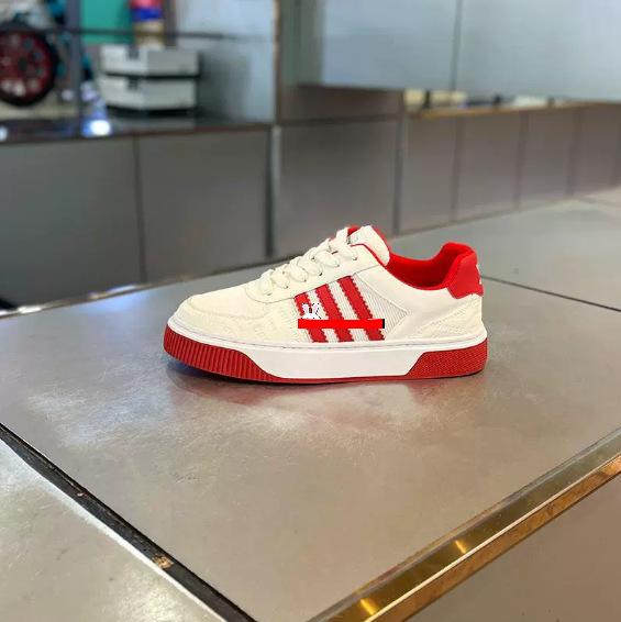 Zapatillas de skate de suela gruesa de caña baja con tres tiras, superficie de tela transpirable, casual, talla XS